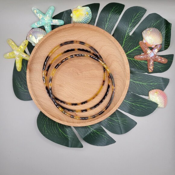 3-Piece Thin Faux Tortoiseshell Bangle Set - Picture 2 of 2